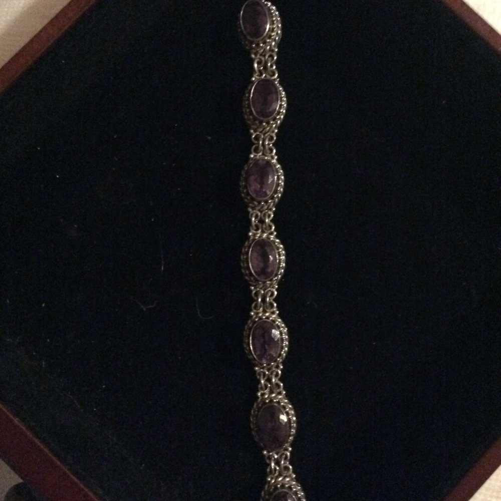 Amethyst Sterling Toggle Bracelet Substantial. - image 1